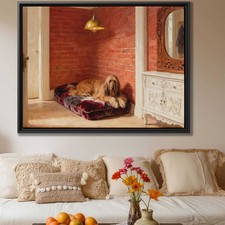 Oil Painting Afghan Hound Dog Canvas Print Living Room Decor Vintage Wall Art