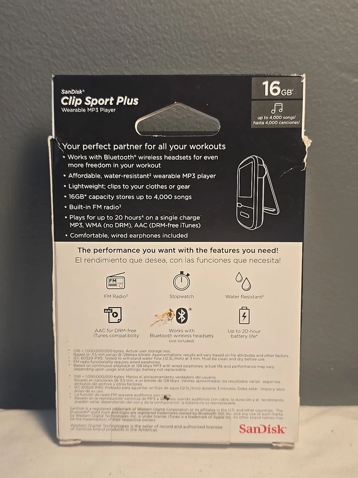 Sandisk Sport Clip Plus 16 GB MP3 Player NIB 2016 Bluetooth - Image 3 of 3