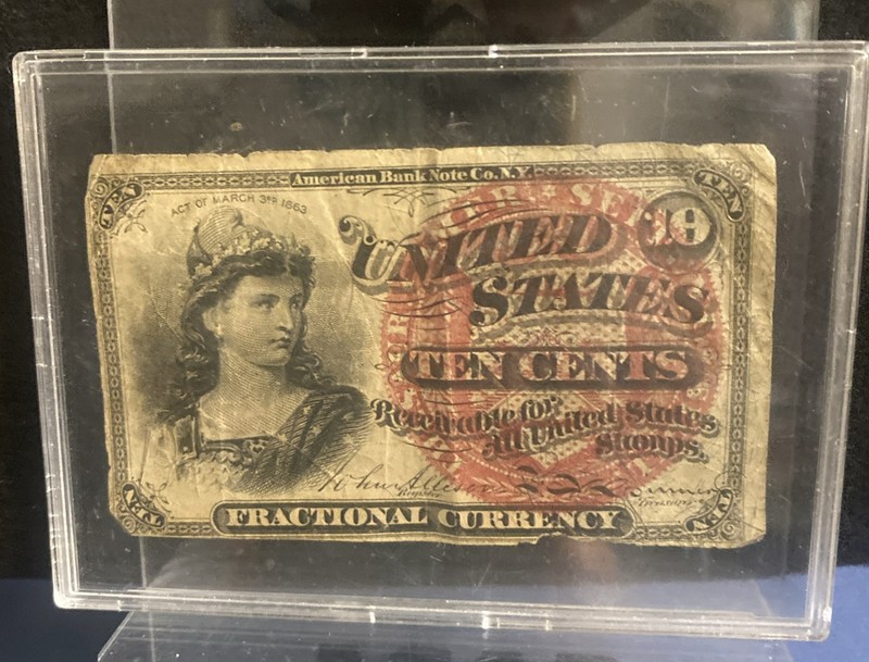1869-75 U.S. Fractional Currency Fourth Issue 10-Cent Note Civil War Era Liberty