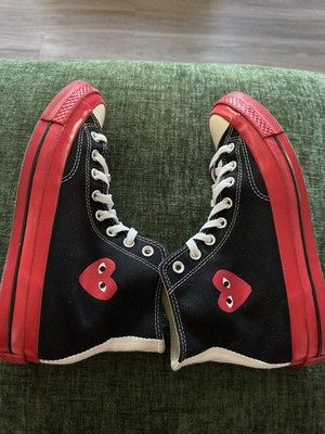 Converse Chuck Taylor All Star 70 Hi Comme De Garcons, SZ 8M, Black/Red Midsole