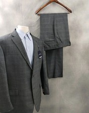 NEW 46L Jos A Bank SUIT Men's Gray Plaid Wool 2pc Jacket Pants
