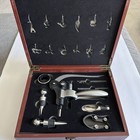 Raymour & Flanigan | 21 Piece Wine Set Wood Gift Box Charms Brown Steel Tools — photo 3