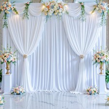 20ft x 10ft Free White Wedding Backdrop Curtains for Party Bridal Shower Rece...
