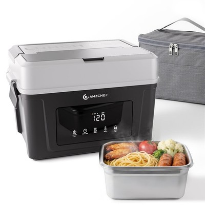 AMZCHEF Kabellose Elektrische Brotdose, 18000mAh 24,5*17,5*16,5, Schwarz
