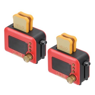 2Pcs Miniature Play Kitchen Accessory, Plastic Toaster Cookware, Red