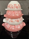 Vintage Pyrex Pink Gooseberry Cinderella Mixing Bowl Set of 4 Read Description