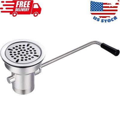 3-1/2'' Commercial Sink Drain with Twist Lever Handle, Waste Drain Valve