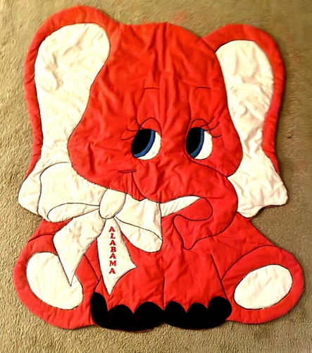 Trapunta vintage a forma di elefante bambino 37"x44" fatta a mano grande decorazione calcio Al Alabama - Foto 1 di 6