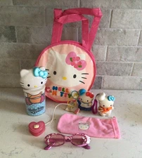 Vintage Lot Hello Kitty Sunglasses Keychains Pouch Blinking Necklace Art Kit Bag