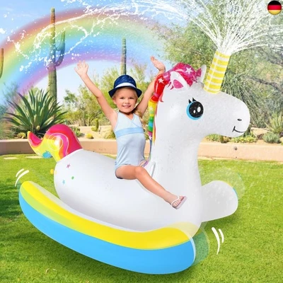 Aragallant Einhorn Aufblasbar Wassersprinkler Kinder Outdoor, Wasserspielzeug