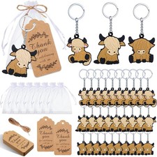 36 Sets Highland Cow Party Favors Baby Shower Keychains with Organza Bags Tha...