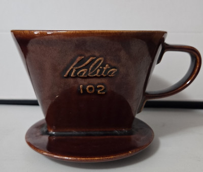 Kalita 102 Brown Ceramic Pour Over Coffee Drip Cone 4in Diameter Classic Design