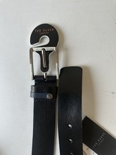 Image of TED BAKER BELT MENS NEW Contrast BLACK BLUE REAL LEATHER BNWT Luxury