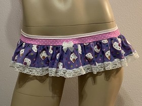 Sexy Hello Kitty Micro Mini Ruffle Skirt Lingerie Rave Exotic Dancer Stripper