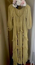Free People Free-est Sunsational Gauze Ruffle Midi Maxi Dress Size M