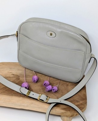 Besondere Aigner Umhängetasche Leder Hellgrau Crossbody Vintage 80er Tasche