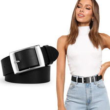 Fashion Womens Leather Belts,Wide Waist Belt with Pin Buckle for Jeans Pants Dre