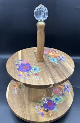 【新品・廃盤品】Lazy Susan/Floret 　アントニアズ　フラワーズ The Pioneer Woman 2-Tiered Lazy Susan Floral Painted Acacia Wood