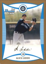 2008 Bowman Prospects Gold #BP63 Alex Liddi Rookie Card RC . rookie card picture