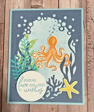 Stampin Up GREETING CARD KIT ~4 Cards + Env~ Ocean Love & Best Wishes Masculine