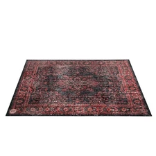 DRUMnBASE Vintage Persian Style Drum Rug 6' x 5.25' Black Red