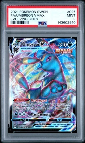 2021 POKEMON SWORD & SHIELD EVOLVING SKIES #095 FULL ART/UMBREON VMAX PSA 9