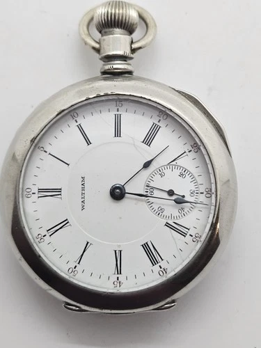 Antique Working WALTHAM 1883 Silver 17J Large Gents Victorian Pocket Watch 18s