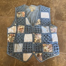 Vintage 1990's Denim Patchwork Tapestry Vest Women s Size M, Brand: TonTrumBlues