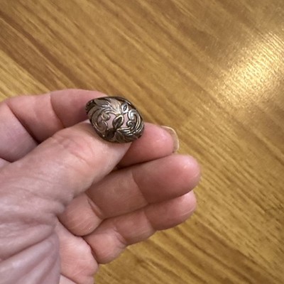 Vintage Oxidized Sterling Silver 925 Swirl Leaf Groove Statement Cocktail Ring