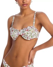 Aqua Swim Ruffled Floral Underwire Bikini Top Size Large L81533