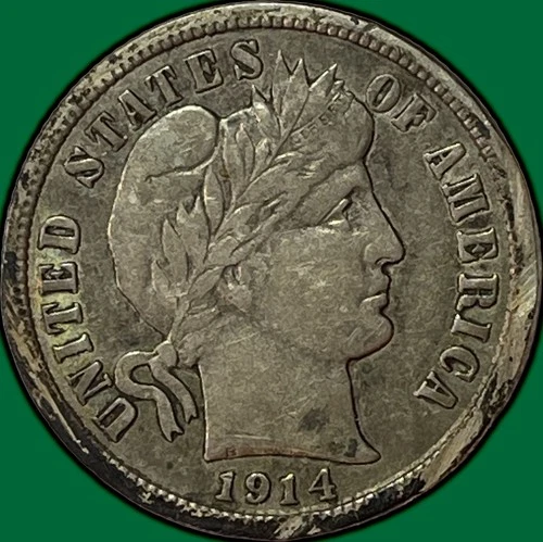 1914-D Barber Dime Choice Very Fine VF+/XF Coin #33959