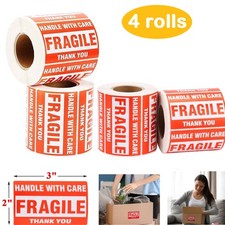 2000 Fragile Stickers 2x3 Fragile Label Sticker Handle With Care Mailing -4Rolls