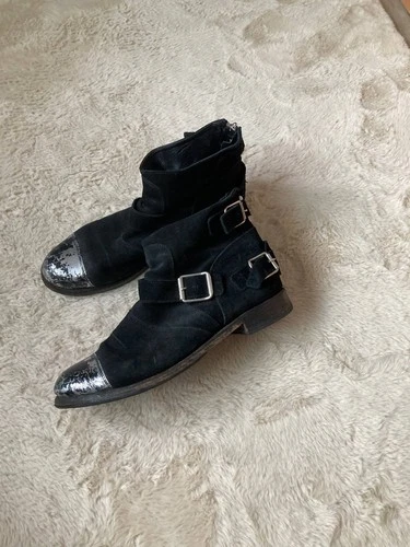 Balmain x H&M indiesleeze avantgarde suede black silver ankle boots size 42 - product listing photo