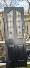 STAINED GLASS  FRONT DOOR WOODEN TIMBER EXTERNAL EXTERIOR TALL RECLAIMED ANTIQUE