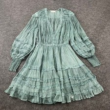 ULLA JOHNSON Avery Adriatic-Print Silk Dress Women's Size 2 Green