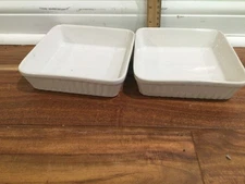 2 vtg  Japan square Ceramic Baking Dish 1.25x6 Oven Microwave Dishwasher Safe