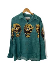 WACKO MARIA Long Sleeve Shirt M GRN All Over Pattern