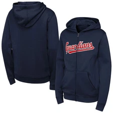 Youth  Navy Cleveland Guardians Wordmark Fleece Full-Zip Hoodie