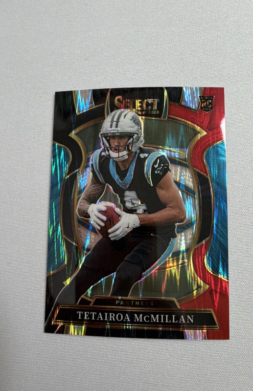 2025 Panini Select - Concourse Tetairoa McMillan #44 Red & Blue Shock Prizm (RC)