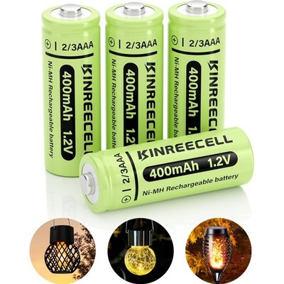 Hohe Kapazität 2/3AAA Solar Batterie 400mAh Ni-MH Akku, 1.2v 4er Pack für Auß...