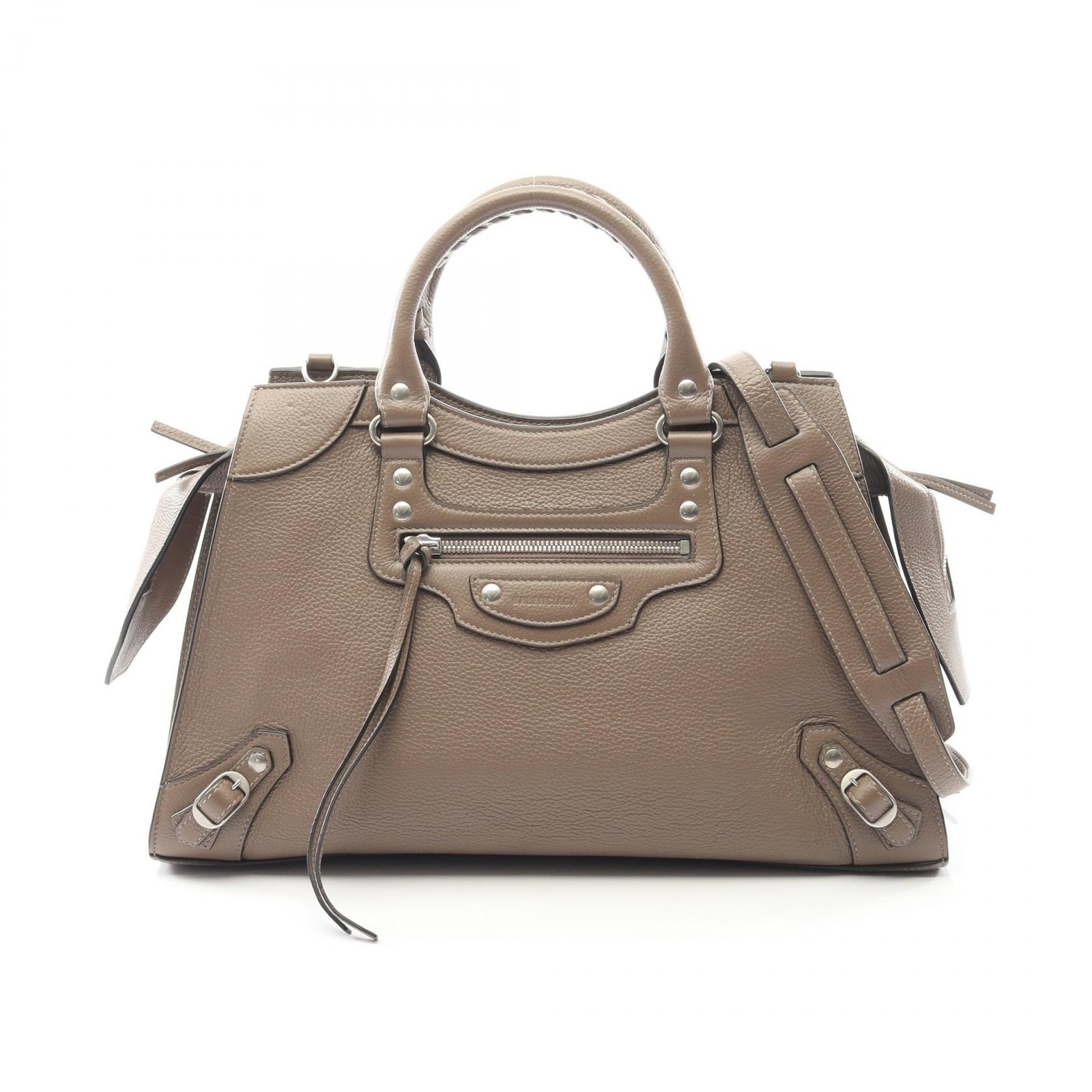 BALENCIAGA Neo Classic Handbag Leather Beige Women's #MMB3458