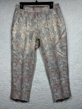 VTG Handmade Gold Paisley Brocade Pants High Waisted Petite Ankle Tapered 10/30