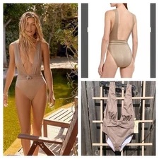 Gottex Sexy one piece metallic gold Shimmer Swimwear 12