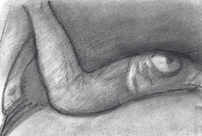 Original Female Nude Figure Charcoal Drawing 7x9 Minimalist Chalk Sketch Signed
