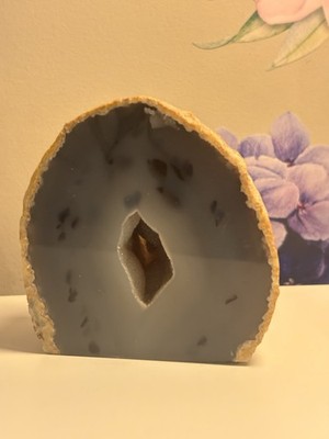 Polished Grey Agate Geode Crystal Cave Display Piece Collectable PT