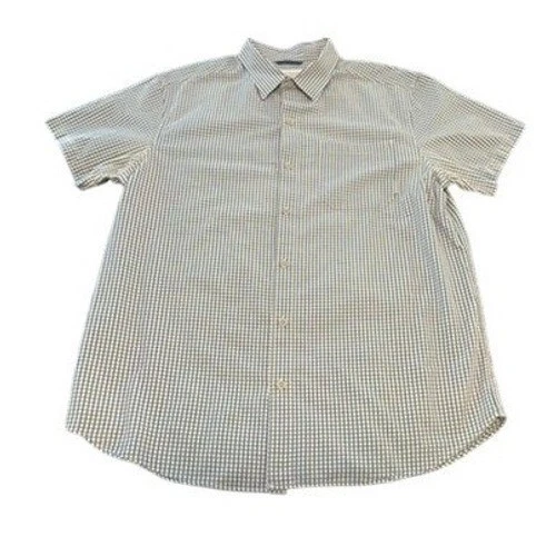 Columbia Mens XL Blue Gingham Plaid Short Sleeve Button Down Hiking Shirt