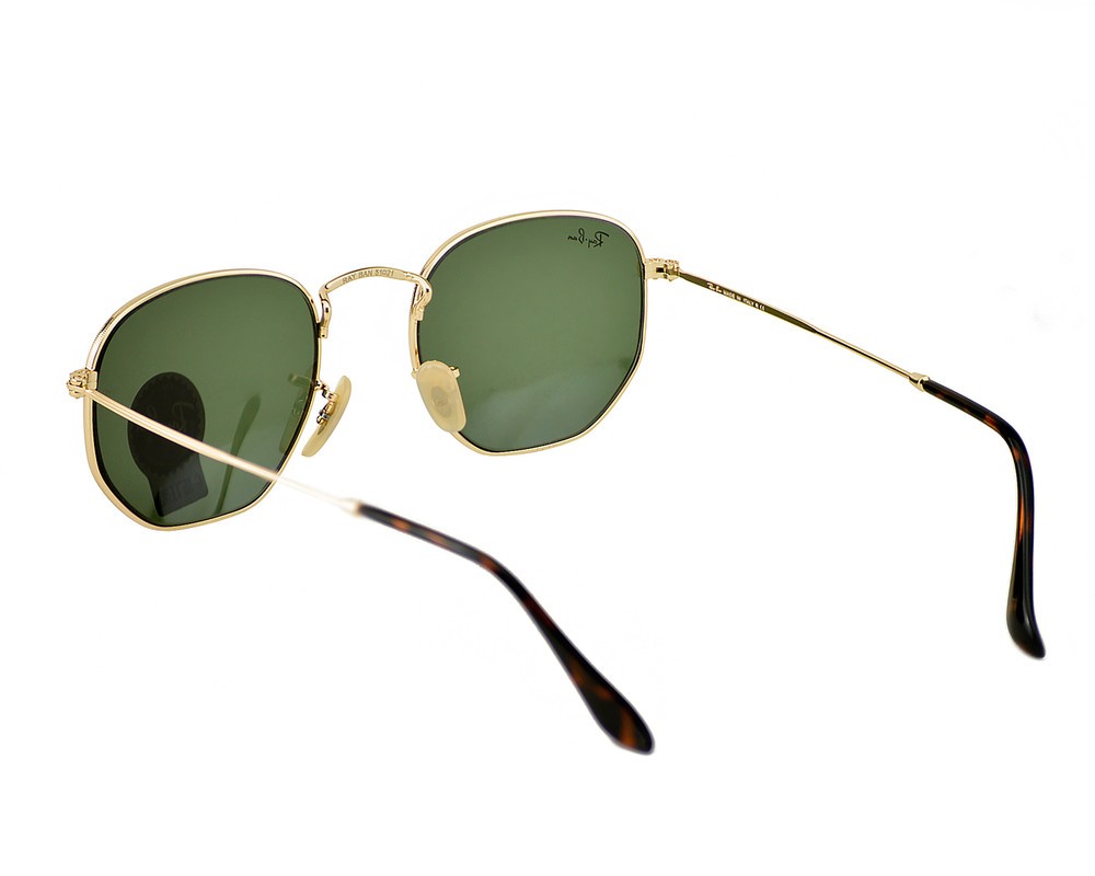 Ray-Ban Sunglasses RB3548N Hexagonal Flat Gold Frame Green  display picture 3