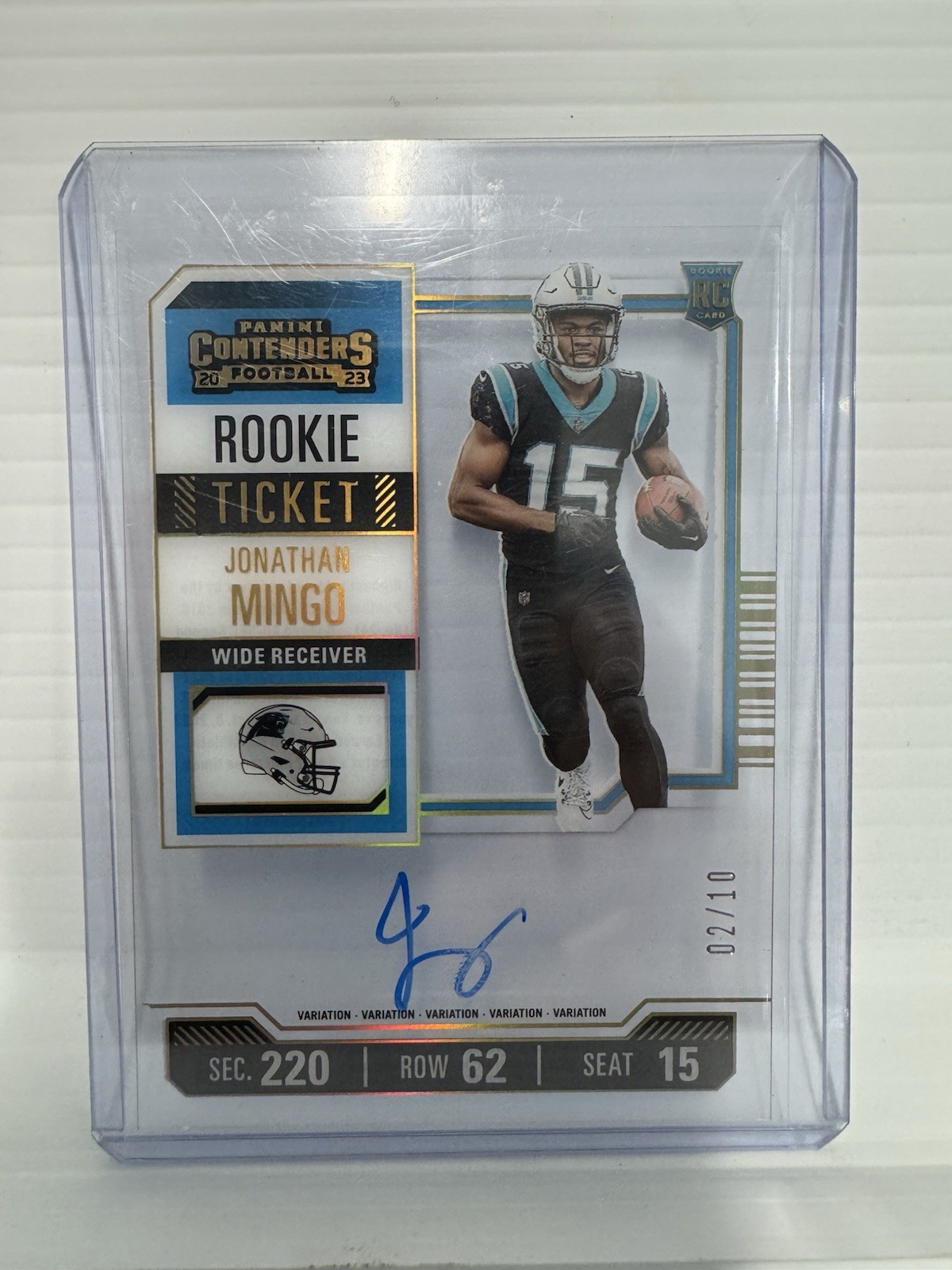Jonathan Mingo 2023 Contenders Auto 2/10 Clear Rookie Ticket #119