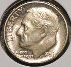 Silver Dime - Roosevelt - 1956 (Light tarnish) [Set break]