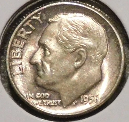 Silver Dime - Roosevelt - 1956 (Light tarnish) [Set break]